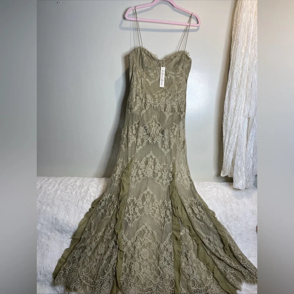 Free People For Love & Lemons Shirley Lace Bodysuit Maxi Dress - Picture 5 of 9